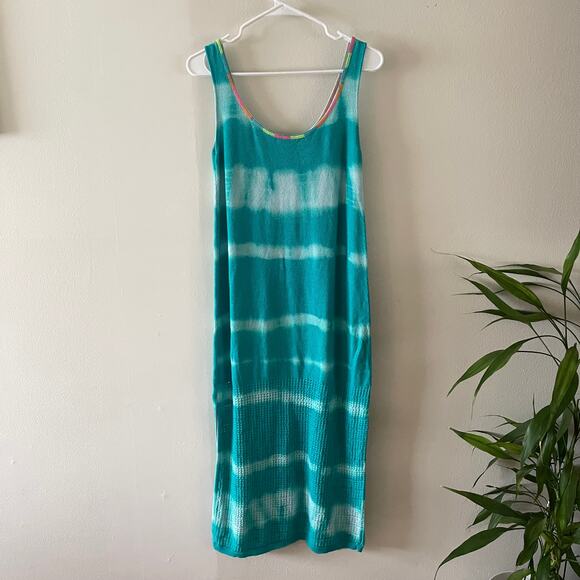 Lisa Todd Tank Dress Womens Small Beach Bound Tie Dye Woven Side Split Maxi - Picture 1 of 8